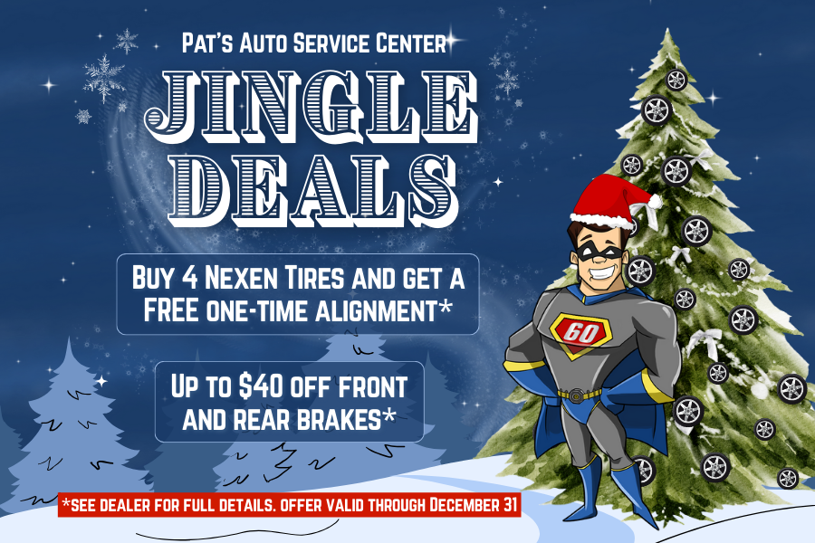 Graphic with December Tire Sale and Brake Special Details