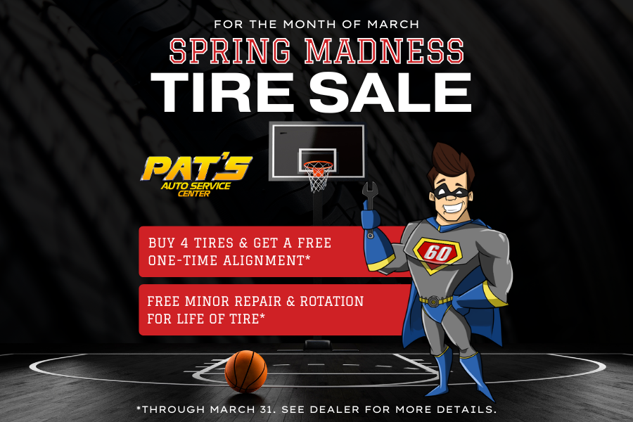 Graphic with December Tire Sale and Brake Special Details